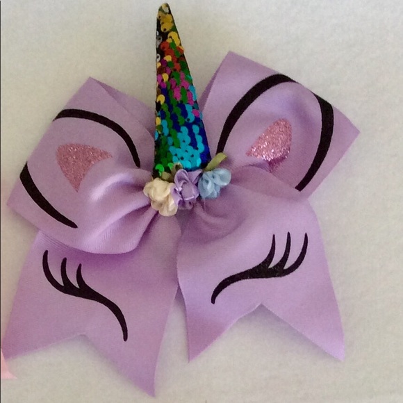 4 pcs/set Unicorn 濾 ponytail hair bow - Picture 5 of 7